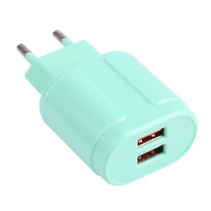 13 - 22 2.1A Dual USB Macarons Travel Charger,, EU Plug, US Plug - ORIWHIZ