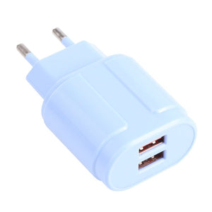 13 - 22 2.1A Dual USB Macarons Travel Charger,, EU Plug, US Plug - ORIWHIZ