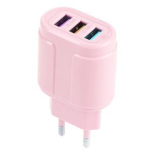 13 - 222 QC3.0 USB + 2.1A Dual USB Ports Macarons Travel Charger,, EU Plug, US Plug - ORIWHIZ