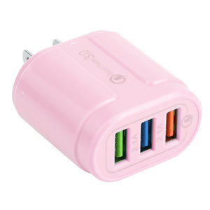 13 - 222 QC3.0 USB + 2.1A Dual USB Ports Macarons Travel Charger,, EU Plug, US Plug - ORIWHIZ