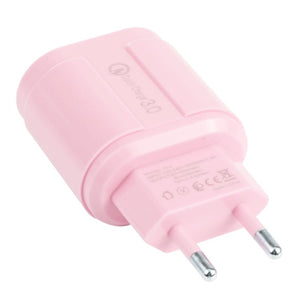 13 - 222 QC3.0 USB + 2.1A Dual USB Ports Macarons Travel Charger,, EU Plug, US Plug - ORIWHIZ