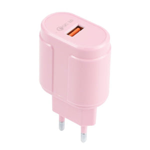 13 - 3 QC3.0 Single USB Interface Macarons Travel Charger,, EU Plug, US Plug - ORIWHIZ