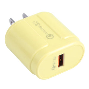 13 - 3 QC3.0 Single USB Interface Macarons Travel Charger,, EU Plug, US Plug - ORIWHIZ