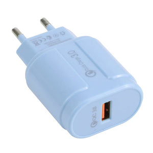 13 - 3 QC3.0 Single USB Interface Macarons Travel Charger,, EU Plug, US Plug - ORIWHIZ