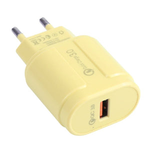 13 - 3 QC3.0 Single USB Interface Macarons Travel Charger,, EU Plug, US Plug - ORIWHIZ