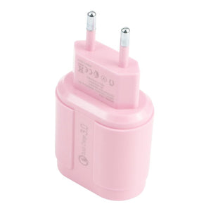 13 - 3 QC3.0 Single USB Interface Macarons Travel Charger,, EU Plug, US Plug - ORIWHIZ