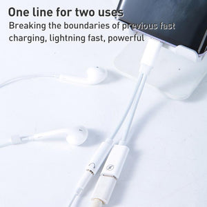 2 in 1 Type - C Male to Type - C Charging and 3.5mm Audio Female Earphone Adapter, 3.5mm - ORIWHIZ