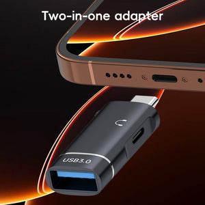 2 in 1 Type - C to USB and Type - C Earphone Adapter, Type - C to USB and Type - C - ORIWHIZ