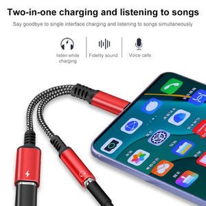 2 in 1 USB - C / Type - C Male to PD 60W USB - C / Type - C Charging + 3.5mm Audio Female Earphone Adapter - ORIWHIZ