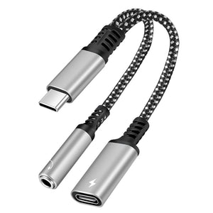 2 in 1 USB - C / Type - C Male to PD 60W USB - C / Type - C Charging + 3.5mm Audio Female Earphone Adapter - ORIWHIZ