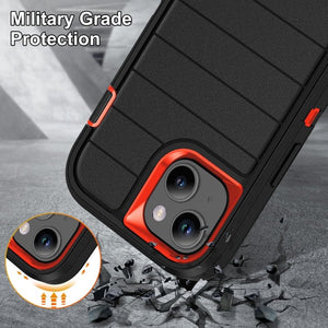 Defender Gen2 Rugged PC + Silicone Phone Case with Holder, For iPhone 15 - ORIWHIZ