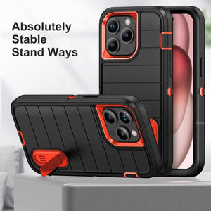 Defender Gen2 Rugged PC + Silicone Phone Case with Holder, For iPhone 15 Pro - ORIWHIZ