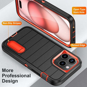 Defender Gen2 Rugged PC + Silicone Phone Case with Holder, For iPhone 15 Pro - ORIWHIZ