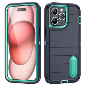 Defender Gen2 Rugged PC + Silicone Phone Case with Holder, For iPhone 15 Pro - ORIWHIZ