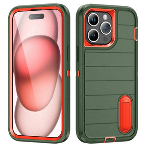 Defender Gen2 Rugged PC + Silicone Phone Case with Holder, For iPhone 15 Pro - ORIWHIZ