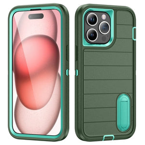 Defender Gen2 Rugged PC + Silicone Phone Case with Holder, For iPhone 15 Pro - ORIWHIZ