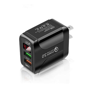 F002C QC3.0 USB + USB 2.0 Fast Charger with LED Digital Display for Mobile Phones and Tablets, US Plug, US Plug - ORIWHIZ