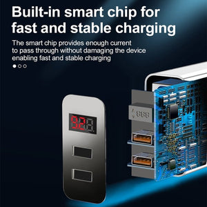 F002C QC3.0 USB + USB 2.0 Fast Charger with LED Digital Display for Mobile Phones and Tablets, US Plug, US Plug - ORIWHIZ