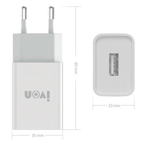 IVON AD - 33 2 in 1 2.1A Single USB Port Travel Charger + 1m USB to Micro USB Data Cable Set,, EU Plug, US Plug - ORIWHIZ