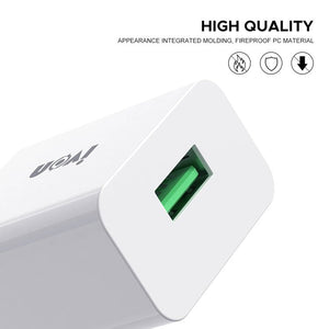 IVON AD - 35 2 in 1 18W QC3.0 USB Port Travel Charger + 1m USB to Micro USB Data Cable Set,, EU Plug, US Plug - ORIWHIZ