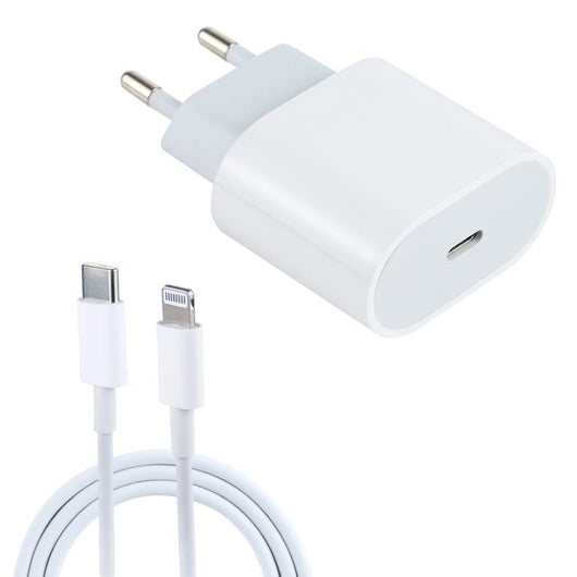 L - 012 2 in 1 20W PD USB - C / Type - C Interface Travel Charger + USB - C / Type - C to 8 Pin Data Cable Set, EU Plug - ORIWHIZ