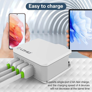 LDNIO A4403 4.4A 4 x USB Ports Smart Travel Charger, EU Plug, SAS5293AU, SAS5293EU, SAS5293UK, SAS5293US - ORIWHIZ