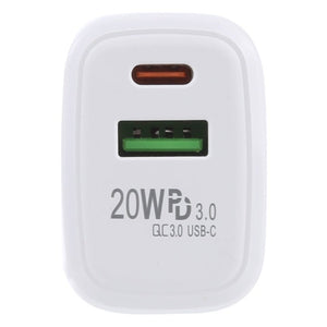 LZ - 215A+C 20W QC 3.0 USB + PD 3.0 USB - C / Type - C Fast Charging Travel Charger, EU Plug, EU Plug - ORIWHIZ