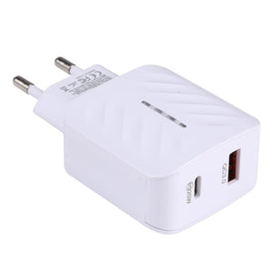 LZ - 822A+C PD 20W USB - C / Type - C + QC 3.0 USB Fast Travel Charger,, US Plug, EU Plug - ORIWHIZ