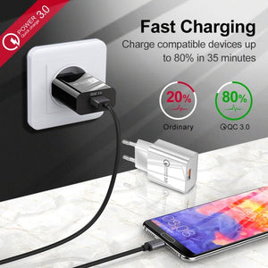 Mini QC3.0 USB 18W Mobile Phone Tablet Universal Fast Charger, EU Plug, EU Plug - ORIWHIZ