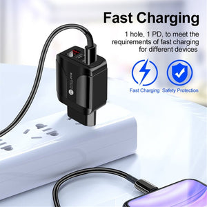 PD001 5A PD3.0 20W + QC3.0 USB Fast Charger with LED Digital Display, UK Plug, UK Plug - ORIWHIZ