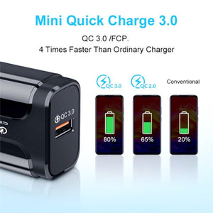 Portable QC3.0 18W USB Port Universal Quick Charging Charger, EU Plug, EU Plug - ORIWHIZ