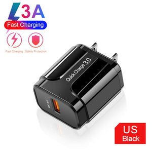 Portable QC3.0 18W USB Port Universal Quick Charging Charger, US Plug, US Plug - ORIWHIZ