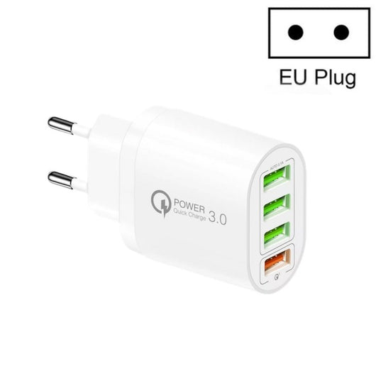 QC - 04 QC3.0 + 3 x USB 2.0 Multi - ports Charger for Mobile Phone Tablet, EU Plug, EU Plug - ORIWHIZ