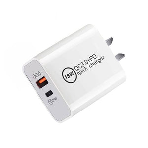 SDC - 18W 18W PD + QC 3.0 USB Dual Fast Charging Universal Travel Charger, AU Plug, AU Plug - ORIWHIZ