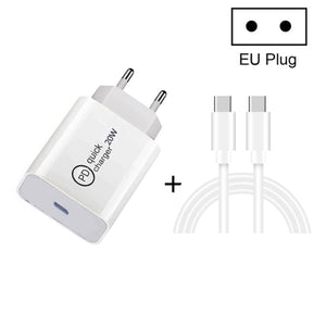 SDC - 20W 2 in 1 PD 20W USB - C / Type - C Travel Charger + 3A PD 3.0 USB - C / Type - C to USB - C / Type - C Fast Charge Data Cable Set, Cable Length: 1m,, US Plug, EU Plug, UK Plug - ORIWHIZ