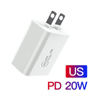 SDC - 20W 2 in 1 PD 20W USB - C / Type - C Travel Charger + 3A PD3.0 USB - C / Type - C to 8 Pin Fast Charge Data Cable Set, Cable Length: 1m,, US Plug, EU Plug, UK Plug - ORIWHIZ