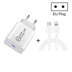 SDC - 20W 2 in 1 PD 20W USB - C / Type - C Travel Charger + 3A PD3.0 USB - C / Type - C to 8 Pin Fast Charge Data Cable Set, Cable Length: 1m,, US Plug, EU Plug, UK Plug - ORIWHIZ