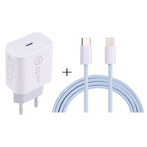 SDC - 20W PD USB - C / Type - C Travel Charger + 1m 20W USB - C / Type - C to 8 Pin Data Cable Set,, EU Plug, US Plug - ORIWHIZ