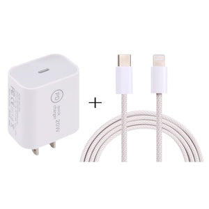 SDC - 20W PD USB - C / Type - C Travel Charger + 1m 20W USB - C / Type - C to 8 Pin Data Cable Set,, EU Plug, US Plug - ORIWHIZ