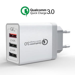 SDC - 30W 30W QC 3.0 USB + 2.4A Dual USB 2.0 Ports Mobile Phone Tablet PC Universal Quick Charger Travel Charger, EU Plug, EU Plug - ORIWHIZ