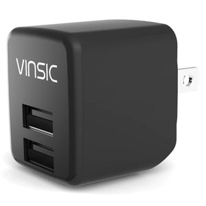 Vinsic 12W 5V 2.4A Output Dual USB Wall Charger USB Charger Adapter - ORIWHIZ