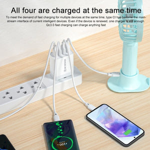 WK WP - U125 Youpin Series 18W QC3.0 4 USB Ports Fast Travel Charger, CN Plug / US Plug, CN Plug / US Plug - ORIWHIZ