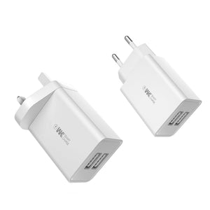 WK WP - U56 2A Dual USB Fast Charging Travel Charger Power Adapter,, UK Plug, EU Plug - ORIWHIZ