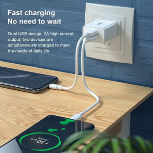 WK WP - U56 2A Dual USB Fast Charging Travel Charger Power Adapter,, UK Plug, EU Plug - ORIWHIZ