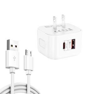 YSY - 6087PD 20W PD3.0 + QC3.0 Dual Fast Charge Travel Charger with USB to Micro USB Data Cable, EU Plug, US Plug, UK Plug - ORIWHIZ