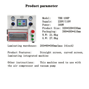 Máquina de prensado al vacío TBK 108P, máquina laminadora inteligente, equipo de reparación de pantalla LCD, laminado oca para sumsang IP HuaWei