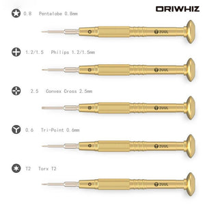 2UUL Brass Handle Screwdriver Pentalobe 0.8 Philips 1.2 T2 Convex Cross 2.5 Y0.6 For Phone Repair Tool - ORIWHIZ