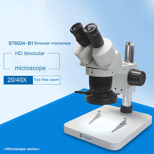 SUNSHINE ST6024-B1 20/40X Zoom Binocular estéreo HD microscopio con luz Led para detección de placa base de teléfono móvil