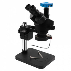 Black Simul Focal 7X-45X Trinocular Microscope With HDMI Camera - ORIWHIZ