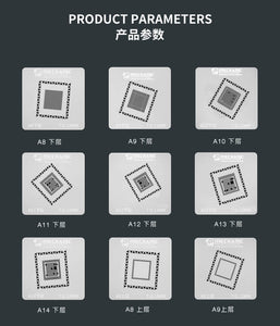 Mechanic iTin BGA Reballing Stencil Platform For iPhone A8/A9/A10/A11/A12/A13/A14 Motherboard CPU IC Chip Planting Tin Template - ORIWHIZ